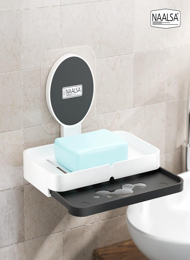 NAALSA 2Pc SAABU Soap Holder - Plastic Soap Box, Self-Adhesive Wall-Mounted Soap Case - Essential Bathroom Accessories Items, Durable Bathroom Soap Holder for Wall - Image 5